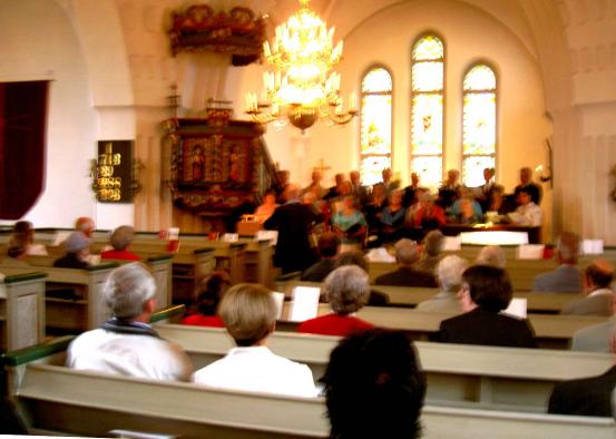 Ullngers- och Vibyggers kyrkokr bidrog till att gra avtackningsceremonin minnesvrd.