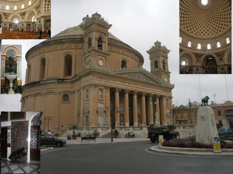 Kyrkan i Mosta, med bomben i det vnstra hrnet..