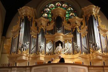 Professorerna Hans Davidsson och Harald Vogel - initiativtagare resp inspektor för orgelbygget på en helt nybyggd läktare i Christ Church Episcopal, Rochester NY.