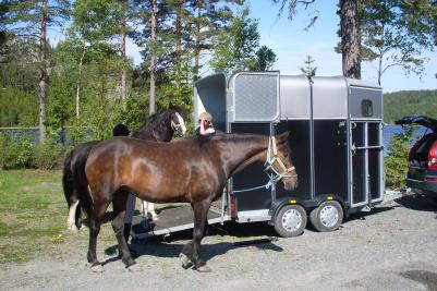 Anki har lossat sina hästar och är snart redo för ritten.
