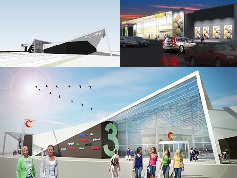 Några ritningar på hur Shoppingcentret kanske kommer att se ut.