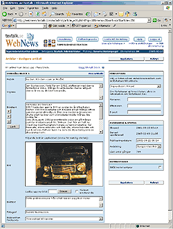 Screenshot from Textalk WebNews article editor - Click for larger image