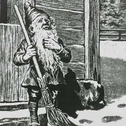 Den traditionella svenska tomten. Liten och grå och på gården inte bara till jul utan hela året