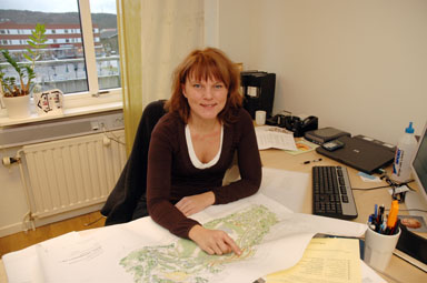 Michaela Kleman, kommunarkitekt i Bollebygd som just nu har fullt upp.