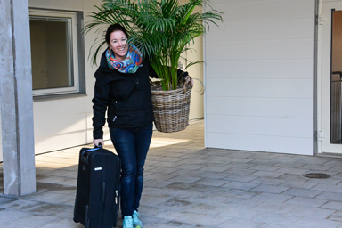 Redan förra helgen flyttade många in i nya Lyckebo. Sofia Bergkvist var glad över sin nya lägenhet.