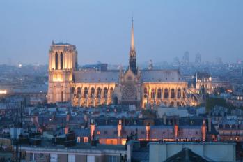 Kvllsutsikt mot Notre Dame frn Durufls takterass